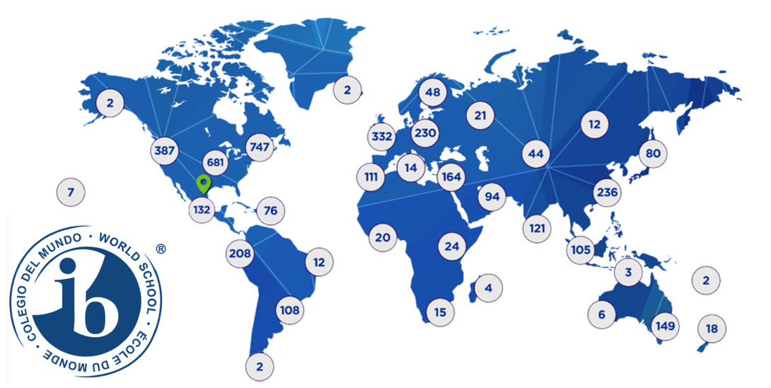 Mapa del mundo con las instituciones que pertenecen al modelo IB